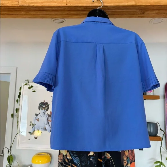 French Connection Blue Short-Sleeve Shirt – Like New, Size Small - Picture 5 of 8